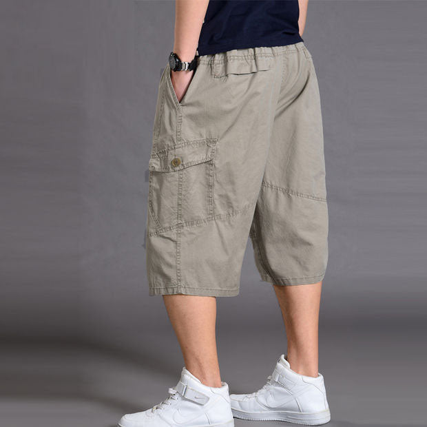 Men's shorts loose summer casual cropped pants thin workwear and mid length pants