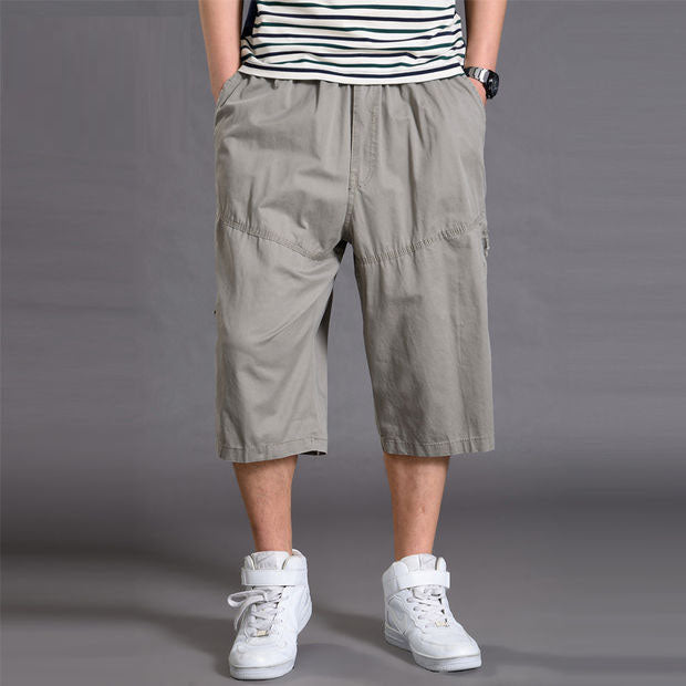 Men's shorts loose summer casual cropped pants thin workwear and mid length pants