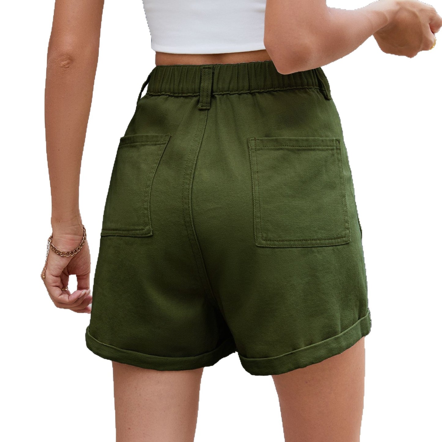 European and American women's casual three-dimensional pocket workwear shorts denim shorts