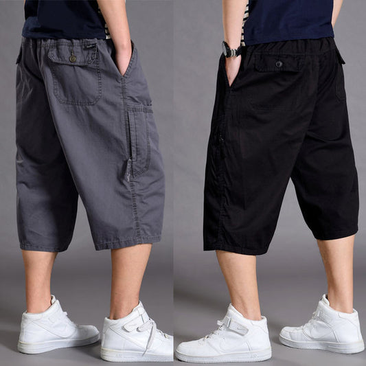 Men's shorts loose summer casual cropped pants thin workwear and mid length pants